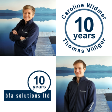 Mitarbeiter Jubiläum 10 Jahre Caroline Widmer und Thomas Villiger